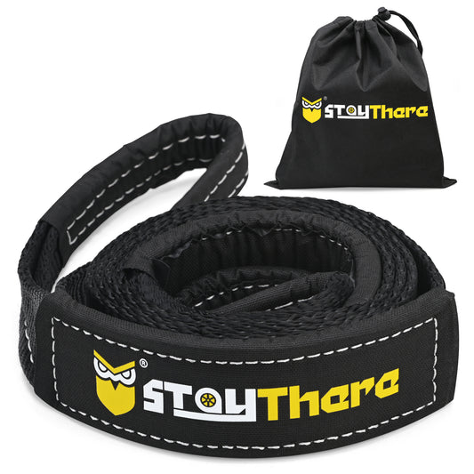 Stay There Tow Recovery Strap, Heavy Duty with 30,000 lb Capacity-Emergency Towing Rope for Recovery Vechiles-Storage Bag… (Black, 2'' x 20 ft Tow Strap)