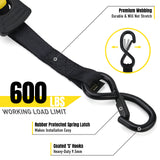 Stay There Retractable Ratchet Straps (4-Pack) - 1 Inch x 10 Feet (1800lb Break Strength) - Heavy Duty Auto Self Retracting Tie Down Straps for Truck, Cargo Trailer, Motorcycle & More - Black