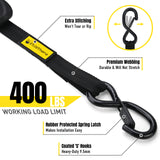 Stay There Retractable Ratchet Straps (4-Pack) - 1 Inch x 7 Feet (1100lb Break Strength) - Heavy Duty Auto Self Retracting Tie Down Straps for Truck, Cargo Trailer, Motorcycle & More - Black