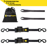 Stay There Retractable Ratchet Straps (2-Pack) - 1 Inch x 10 Feet (1800lb Break Strength) - Heavy Duty Auto Self Retracting Tie Down Straps for Truck, Cargo Trailer, Motorcycle & More - Black（副本）