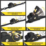 Stay There Retractable Ratchet Straps (4-Pack) - 1 Inch x 10 Feet (1800lb Break Strength) - Heavy Duty Auto Self Retracting Tie Down Straps for Truck, Cargo Trailer, Motorcycle & More - Black