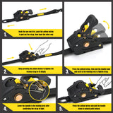Stay There Retractable Ratchet Straps (4-Pack) - 1 Inch x 7 Feet (1100lb Break Strength) - Heavy Duty Auto Self Retracting Tie Down Straps for Truck, Cargo Trailer, Motorcycle & More - Black
