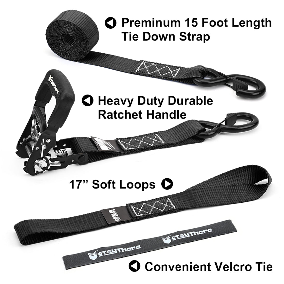 1.6'' x8' Ratchet Straps with S Hook