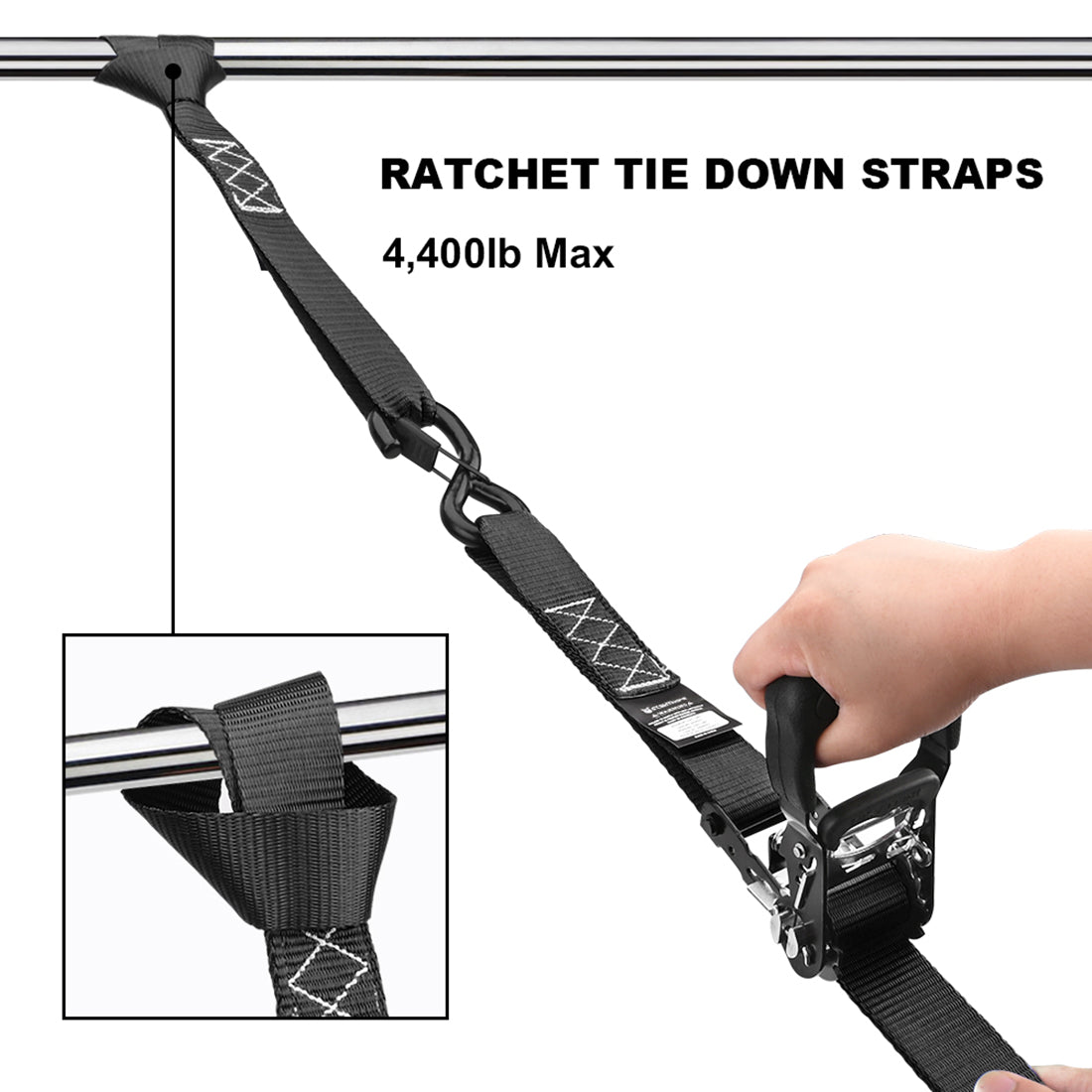 1.6'' x8' Ratchet Straps with S Hook