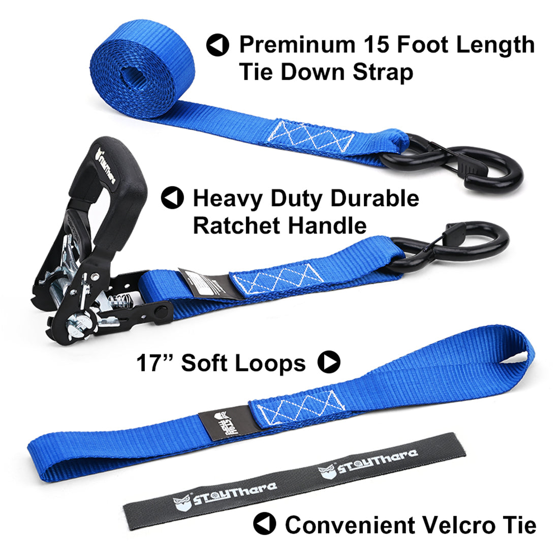 1.6'' x8' Ratchet Straps with S Hook