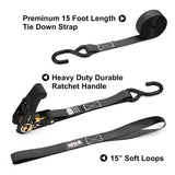 1'' x15' Ratchet Straps with S Hook