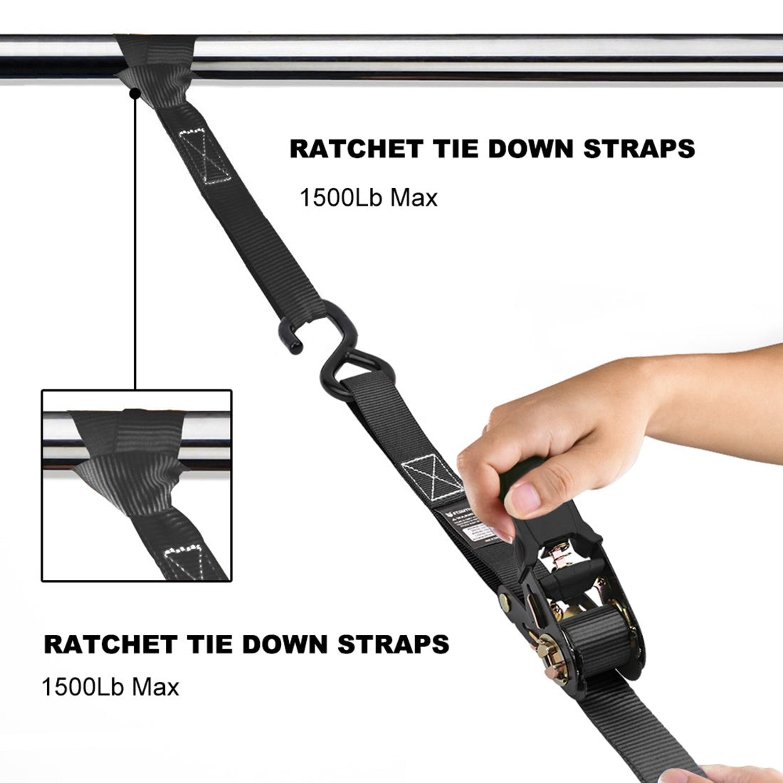 1'' x15' Ratchet Straps with S Hook