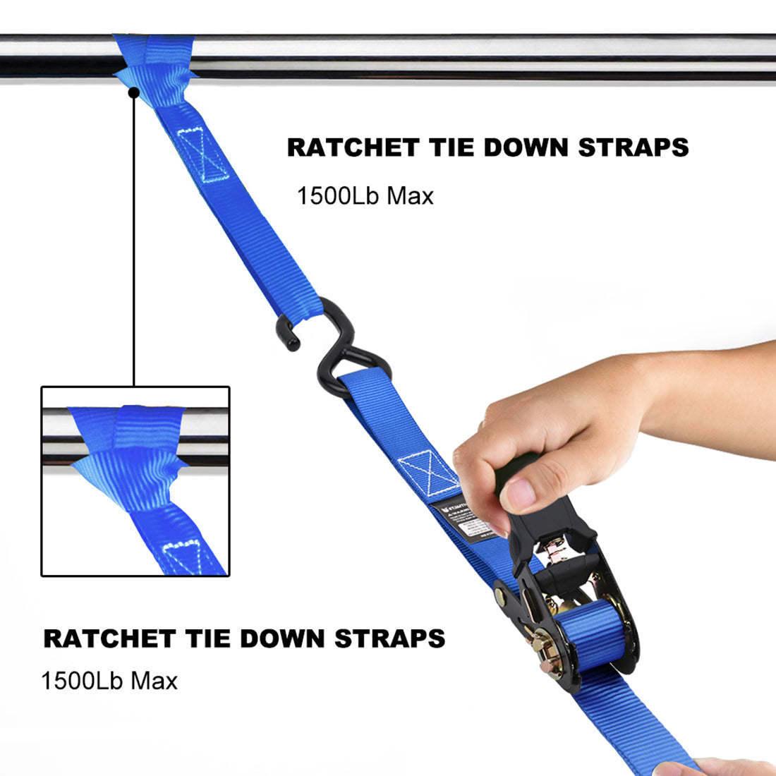 1'' x15' Ratchet Straps with S Hook