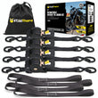 Stay There Retractable Ratchet Straps (4-Pack) - 1 Inch x 10 Feet (1800lb Break Strength) - Heavy Duty Auto Self Retracting Tie Down Straps for Truck, Cargo Trailer, Motorcycle & More - Black