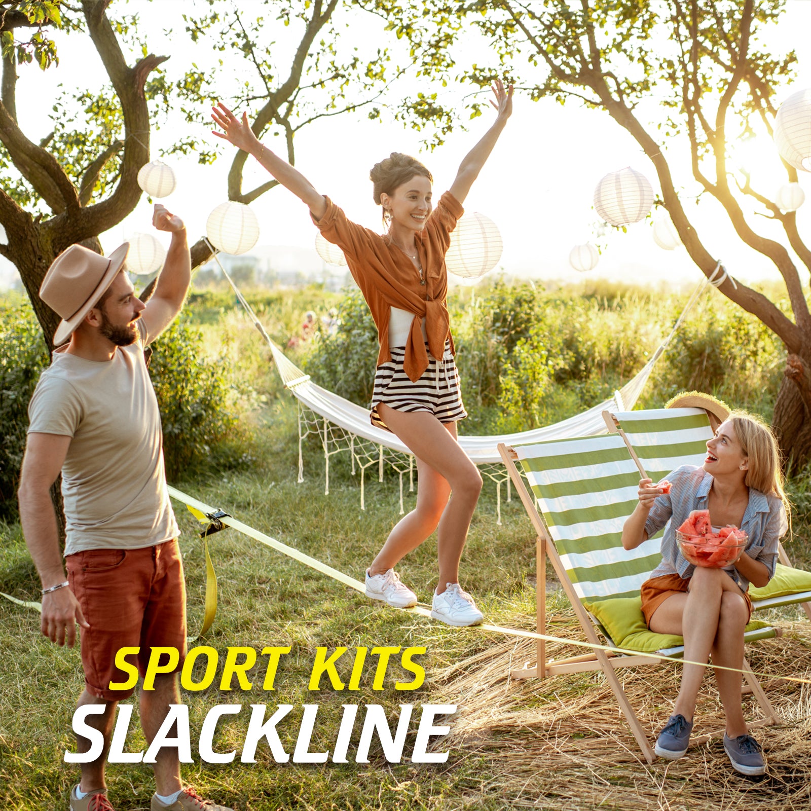 Slackline Kit with Training Line Tree Protectors Ratchet Protectors Arm Trainer Easy Set up Instruction Booklet for Family Adults Children Kids