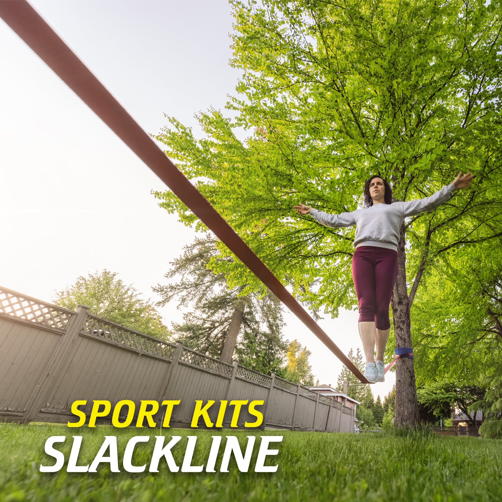 Slackline Kit with Training Line Tree Protectors Ratchet Protectors Arm Trainer Easy Set up Instruction Booklet for Family Adults Children Kids